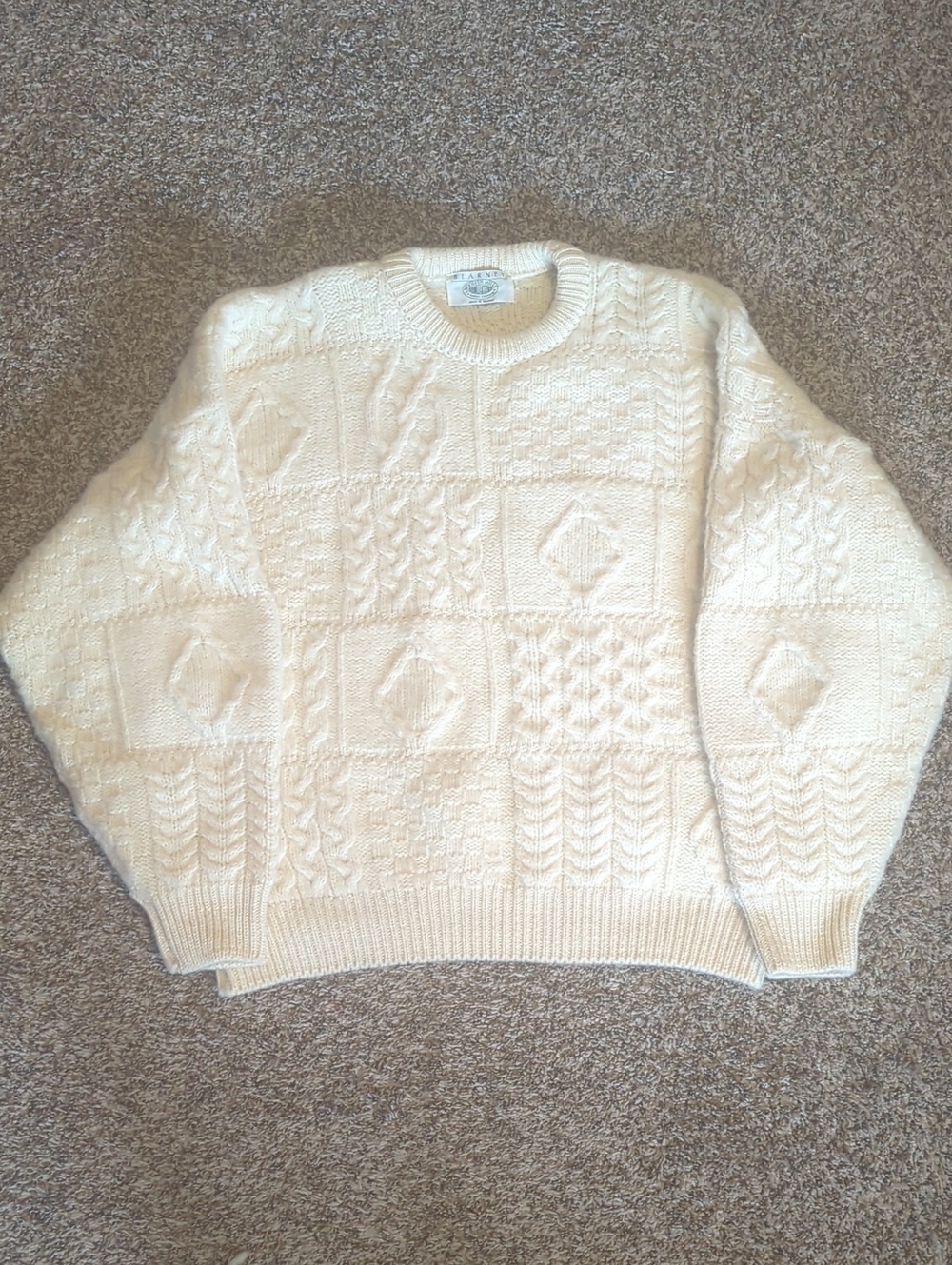 Vintage Blarney Wollen Mills Aran Cable Knit Sweater